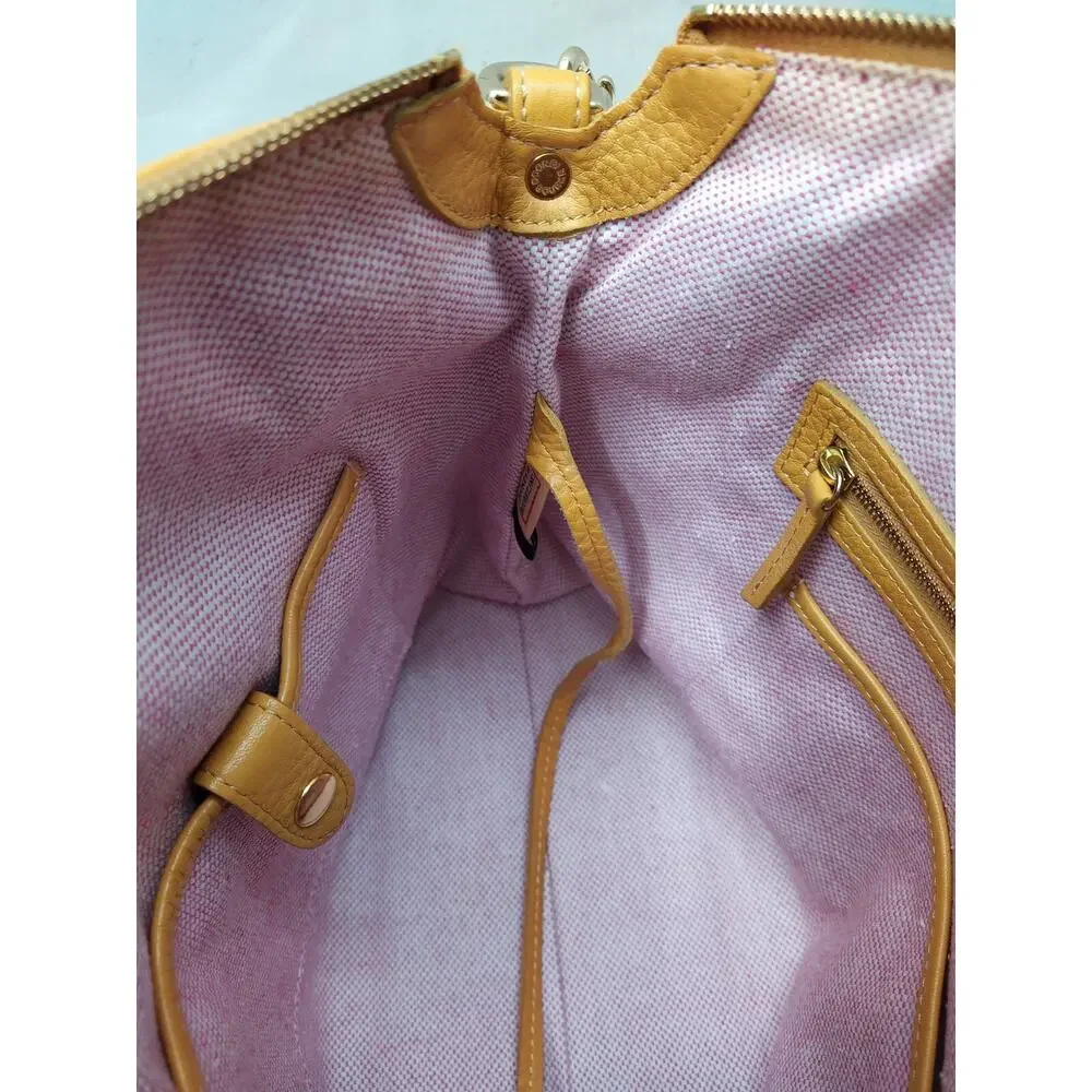 Dooney & Bourke Dillen Yellow Pebbled Leather Double Pocket Satchel Shoulder Bag